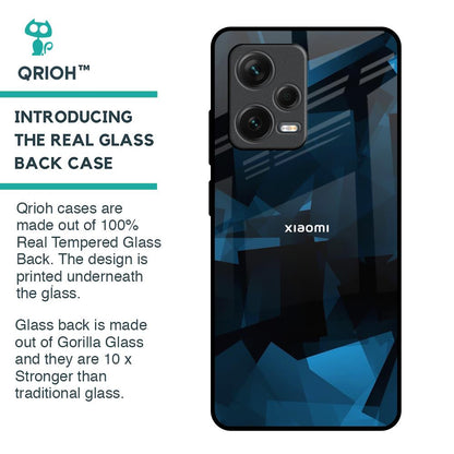 Polygonal Blue Box Glass Case For Redmi Note 12 Pro Plus 5G