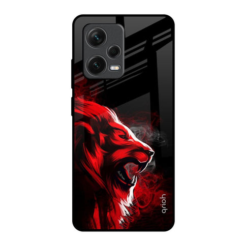 Red Angry Lion Redmi Note 12 Pro 5G Glass Back Cover Online