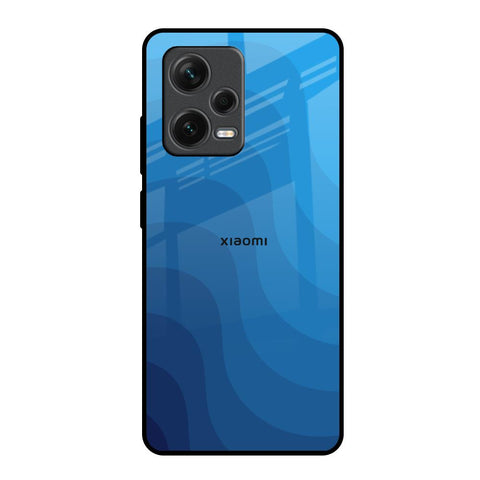 Blue Wave Abstract Redmi Note 12 Pro 5G Glass Back Cover Online