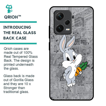 Cute Baby Bunny Glass Case for Redmi Note 12 Pro 5G