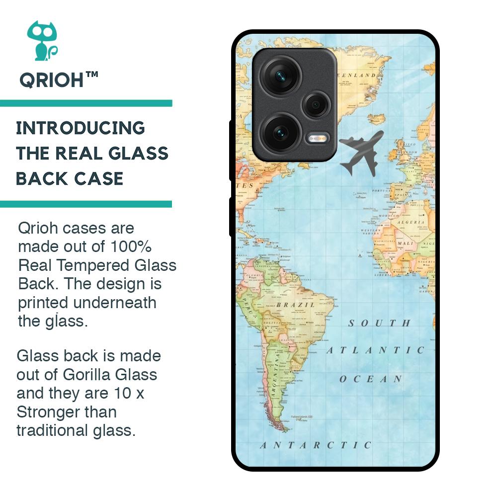 Travel Map Glass Case for Redmi Note 12 Pro 5G
