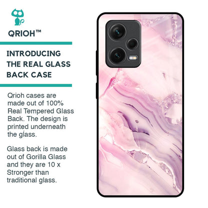 Diamond Pink Gradient Glass Case For Redmi Note 12 Pro 5G