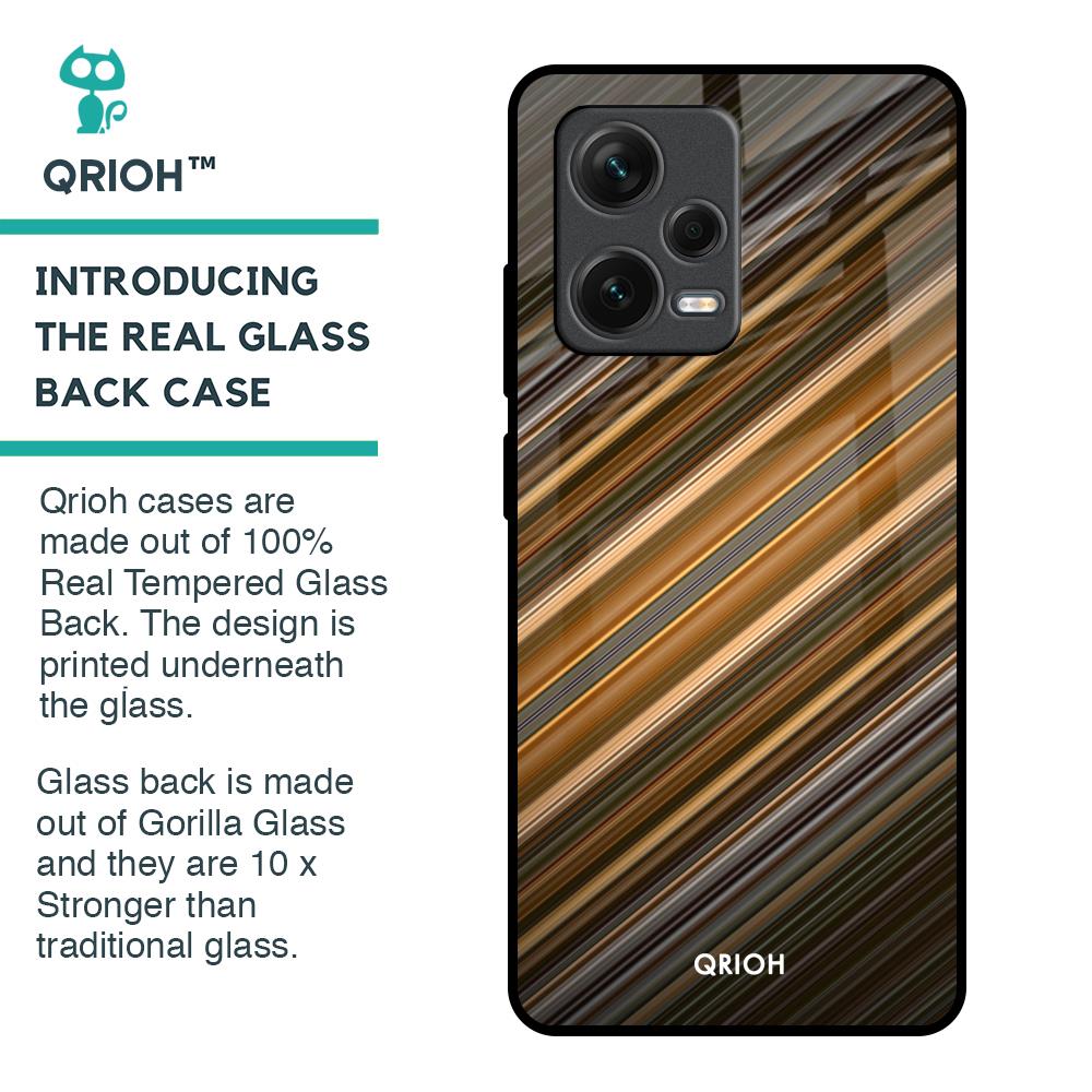 Diagonal Slash Pattern Glass Case for Redmi Note 12 Pro 5G