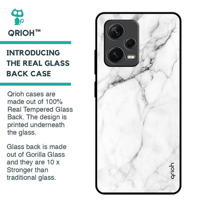Modern White Marble Glass Case for Redmi Note 12 Pro 5G