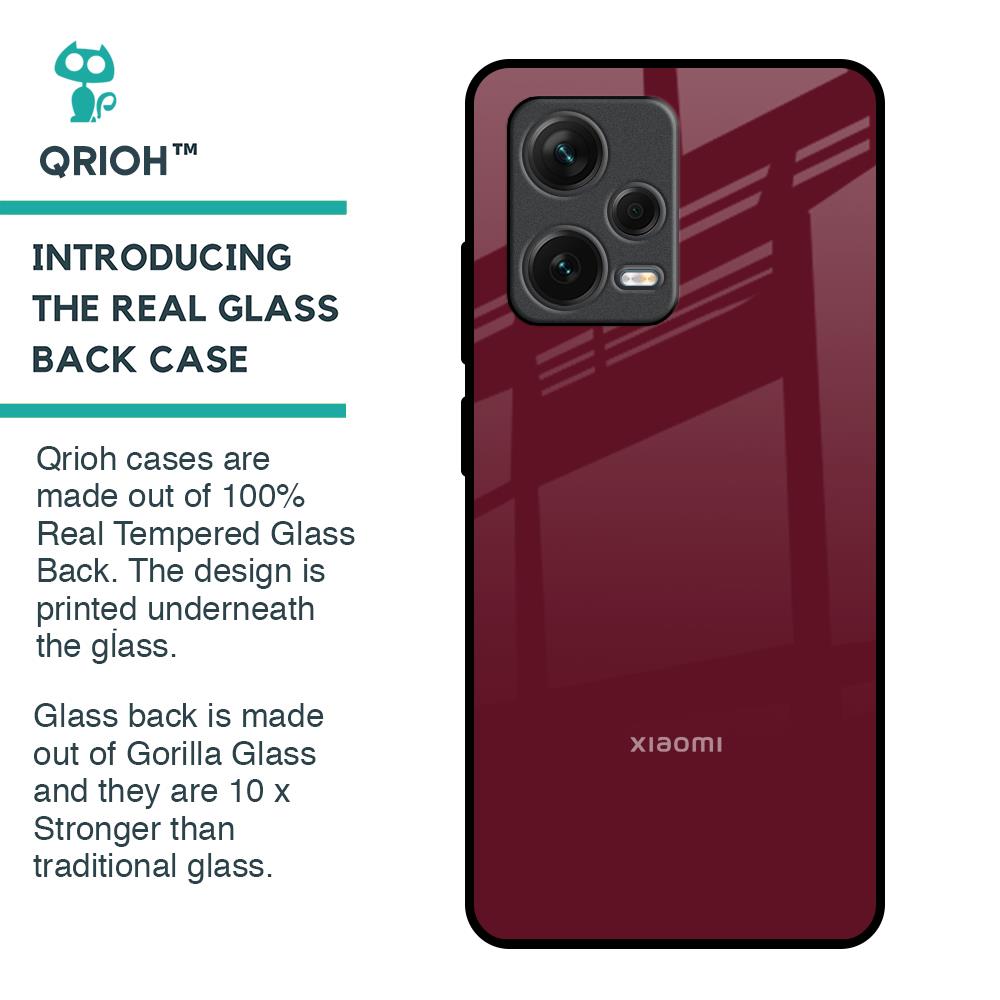 Classic Burgundy Glass Case for Redmi Note 12 Pro 5G