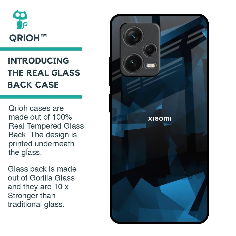 Polygonal Blue Box Glass Case For Redmi Note 12 Pro 5G