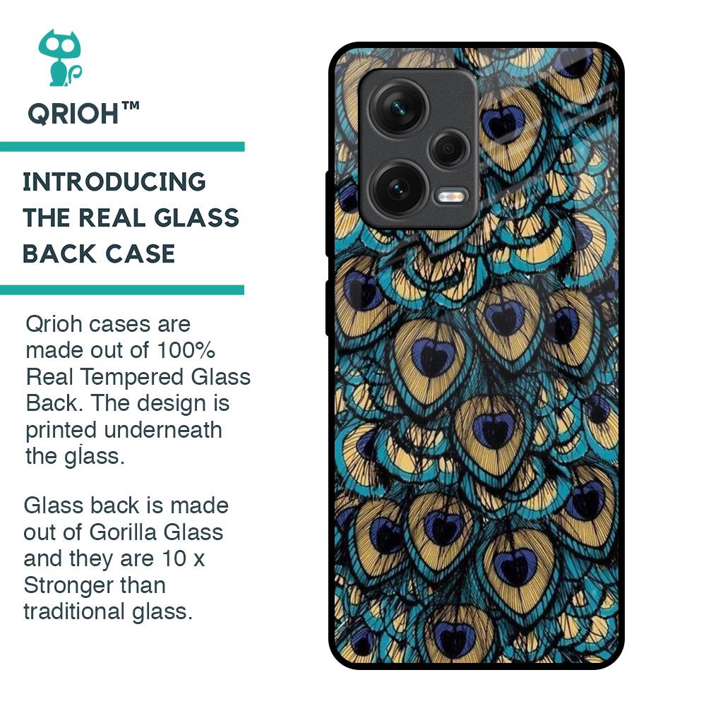 Peacock Feathers Glass case for Redmi Note 12 Pro 5G