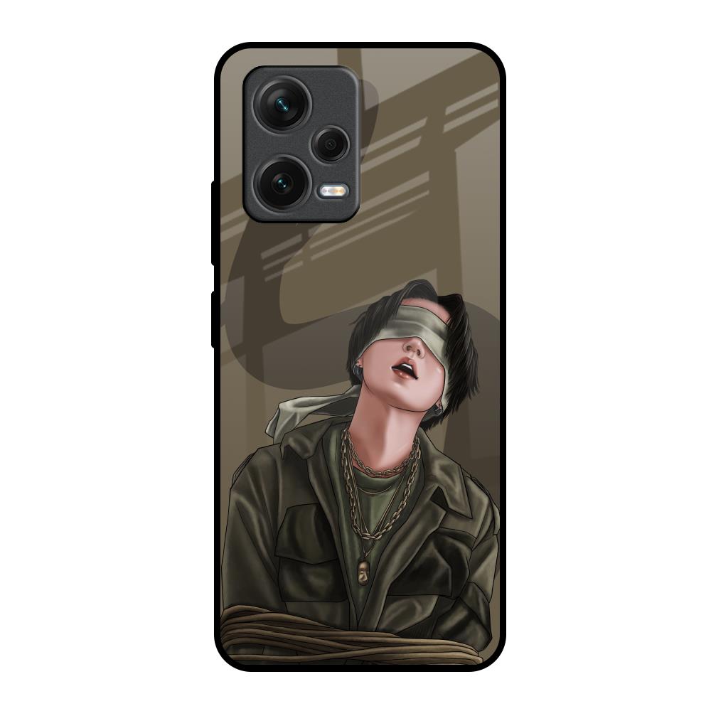 Blind Fold Redmi Note 12 5G Glass Back Cover Online