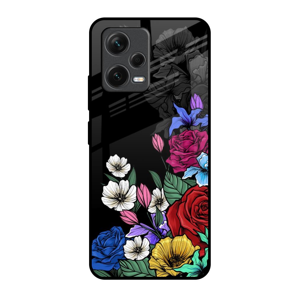 Rose Flower Bunch Art Redmi Note 12 5G Glass Back Cover Online