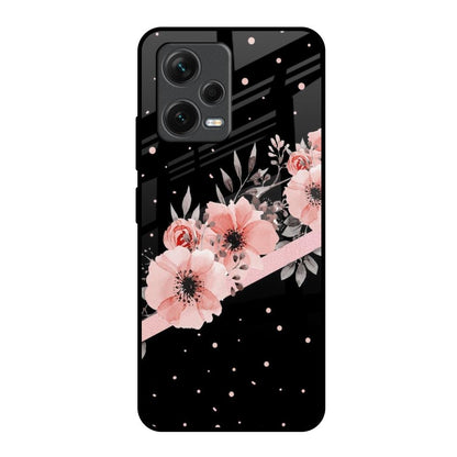 Floral Black Band Redmi Note 12 5G Glass Back Cover Online