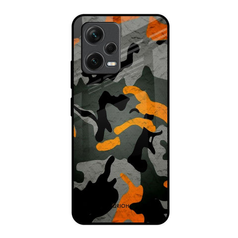 Camouflage Orange Redmi Note 12 5G Glass Back Cover Online