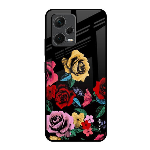 Floral Decorative Redmi Note 12 5G Glass Back Cover Online