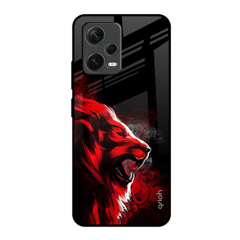 Red Angry Lion Redmi Note 12 5G Glass Back Cover Online