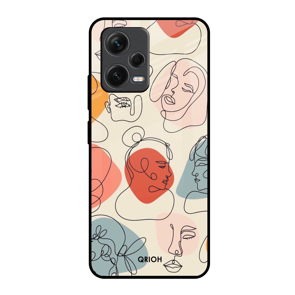 Abstract Faces Redmi Note 12 5G Glass Back Cover Online