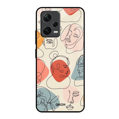 Abstract Faces Redmi Note 12 5G Glass Back Cover Online