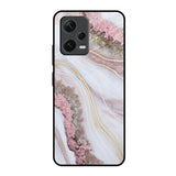 Pink & Gold Gllitter Marble Redmi Note 12 5G Glass Back Cover Online
