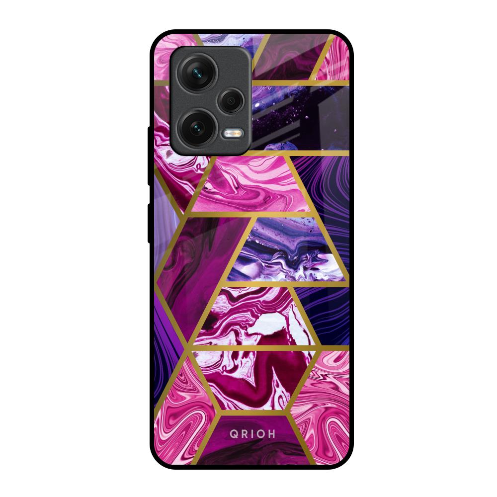 Electroplated Geometric Marble Redmi Note 12 5G Glass Back Cover Online