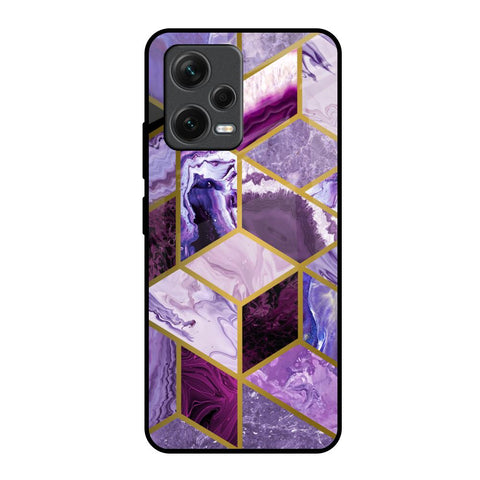 Purple Rhombus Marble Redmi Note 12 5G Glass Back Cover Online