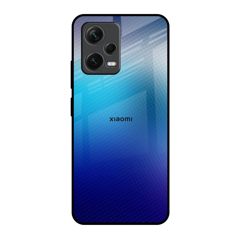 Blue Rhombus Pattern Redmi Note 12 5G Glass Back Cover Online