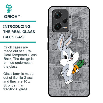 Cute Baby Bunny Glass Case for Redmi Note 12 5G
