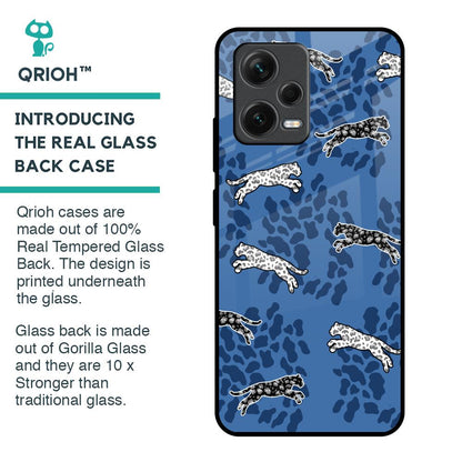 Blue Cheetah Glass Case for Redmi Note 12 5G