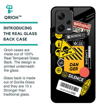 Danger Signs Glass Case for Redmi Note 12 5G
