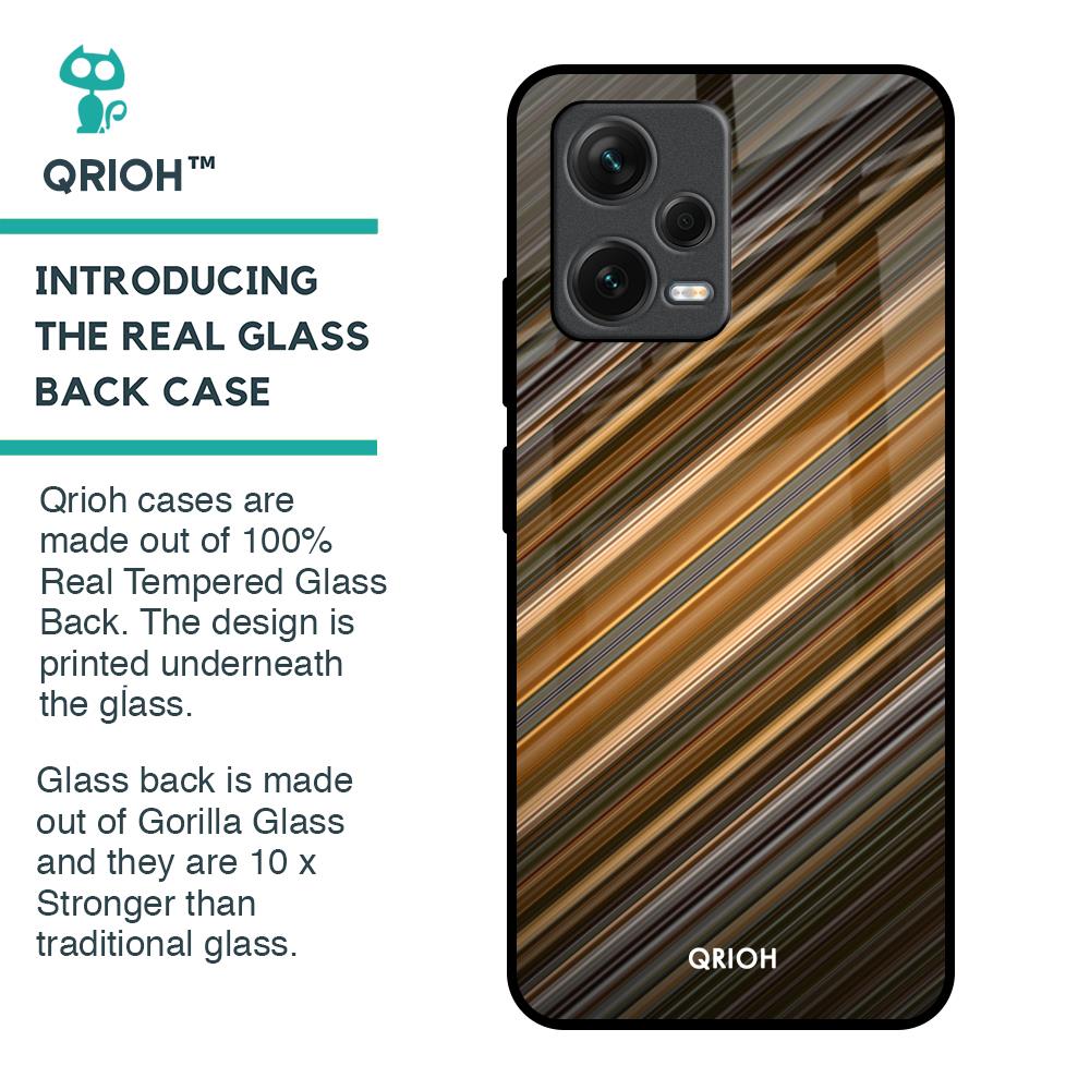 Diagonal Slash Pattern Glass Case for Redmi Note 12 5G