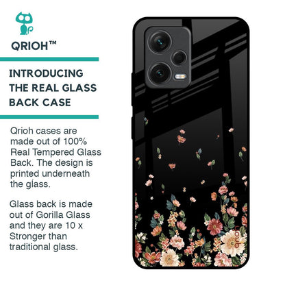 Floating Floral Print Glass Case for Redmi Note 12 5G