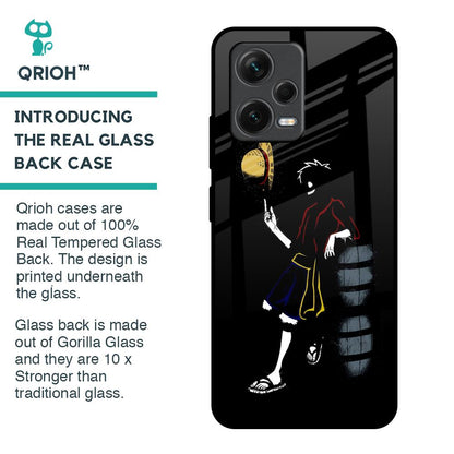 Luffy Line Art Glass Case for Redmi Note 12 5G