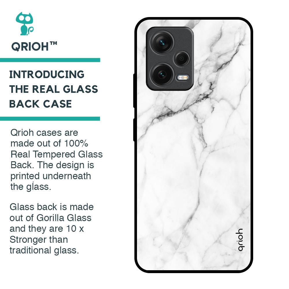 Modern White Marble Glass Case for Redmi Note 12 5G