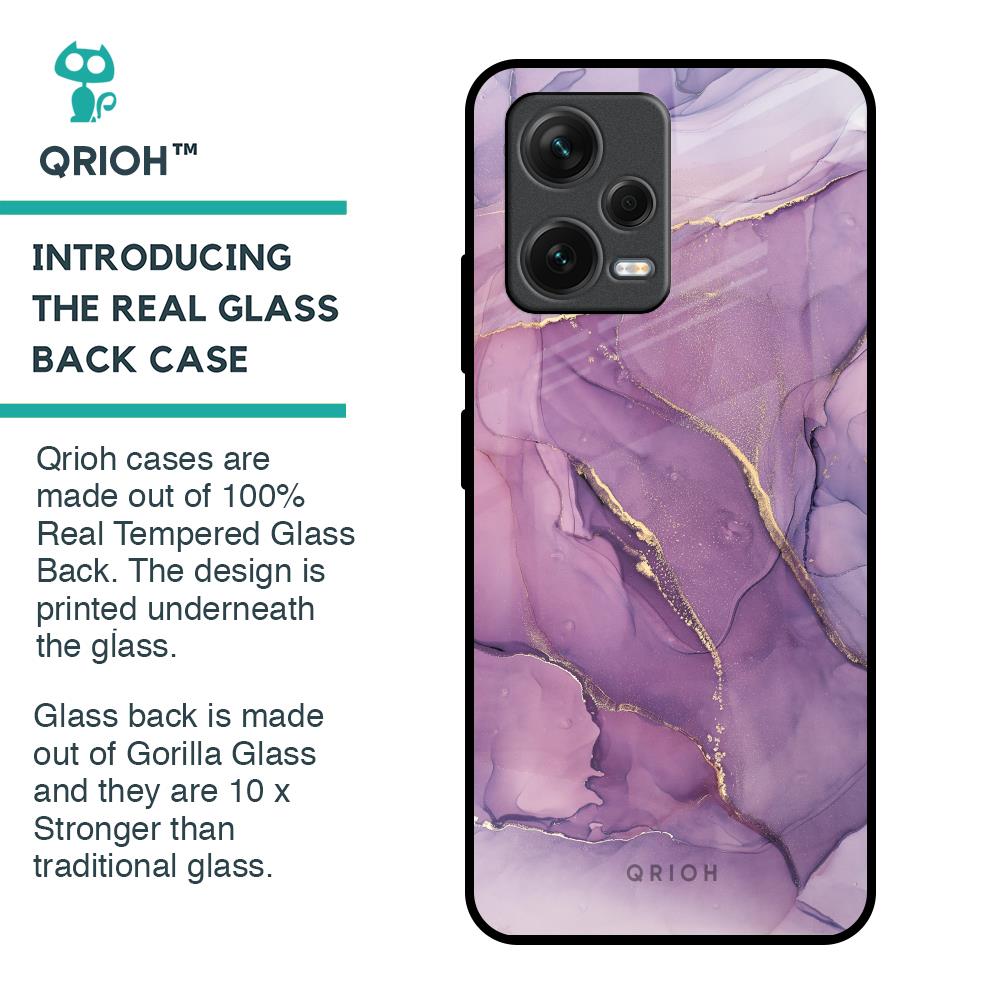 Purple Gold Marble Glass Case for Redmi Note 12 5G