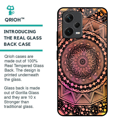 Floral Mandala Glass Case for Redmi Note 12 5G