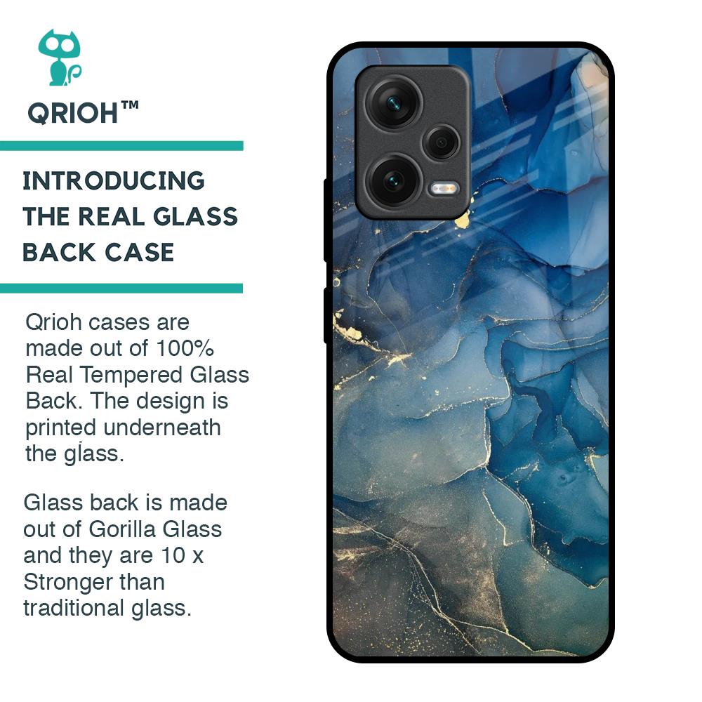 Blue Cool Marble Glass Case for Redmi Note 12 5G