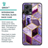 Purple Rhombus Marble Glass Case for Redmi Note 12 5G
