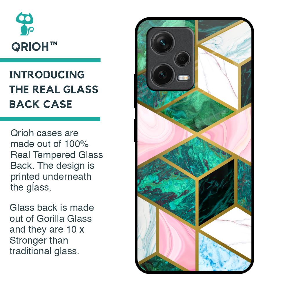 Seamless Green Marble Glass Case for Redmi Note 12 5G