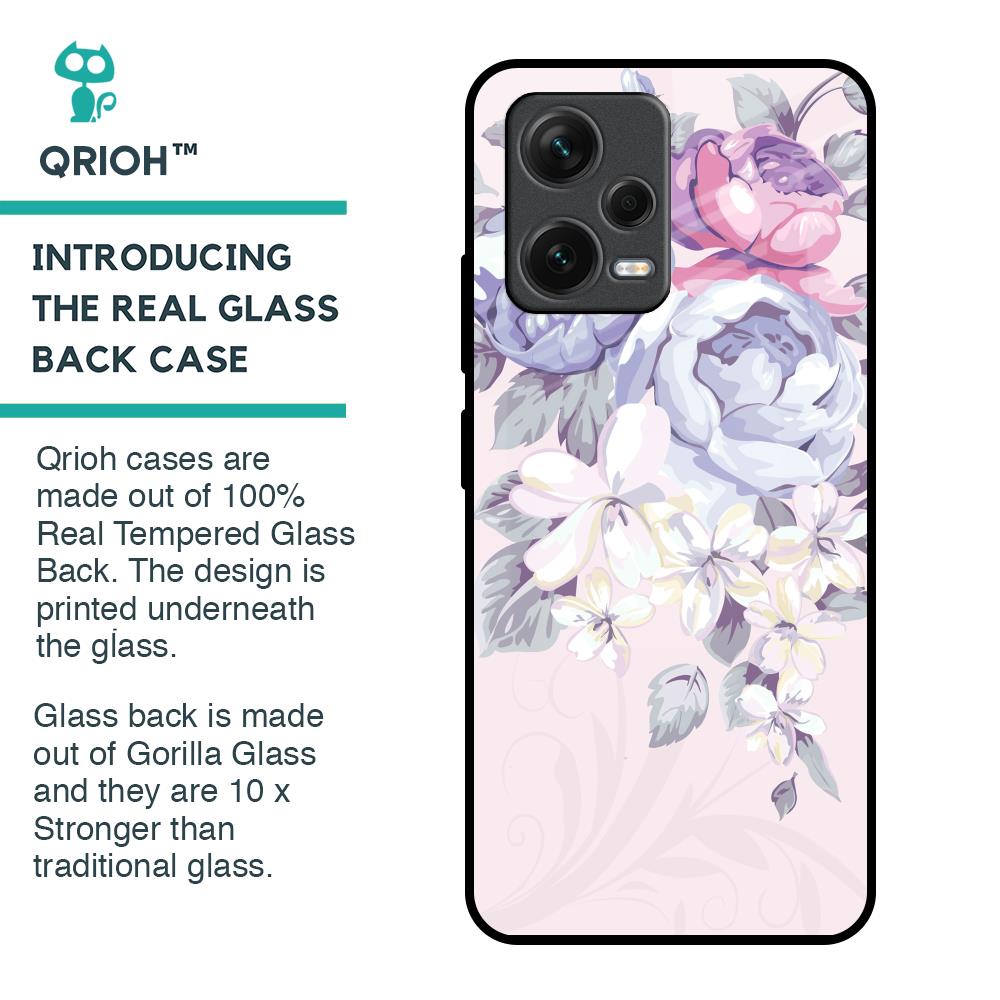 Elegant Floral Glass Case for Redmi Note 12 5G