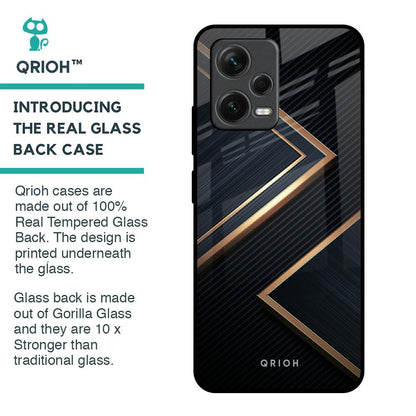 Sleek Golden & Navy Glass Case for Redmi Note 12 5G