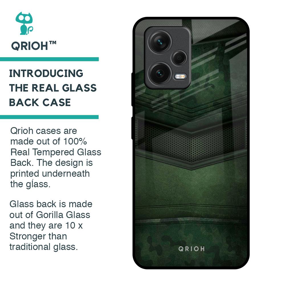 Green Leather Glass Case for Redmi Note 12 5G