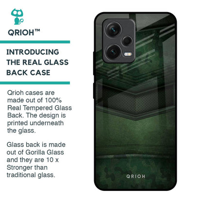 Green Leather Glass Case for Redmi Note 12 5G