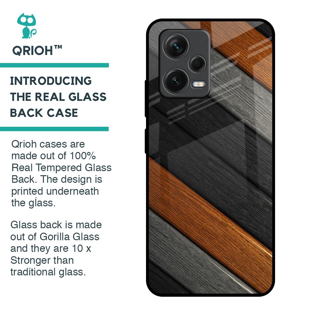 Tri Color Wood Glass Case for Redmi Note 12 5G