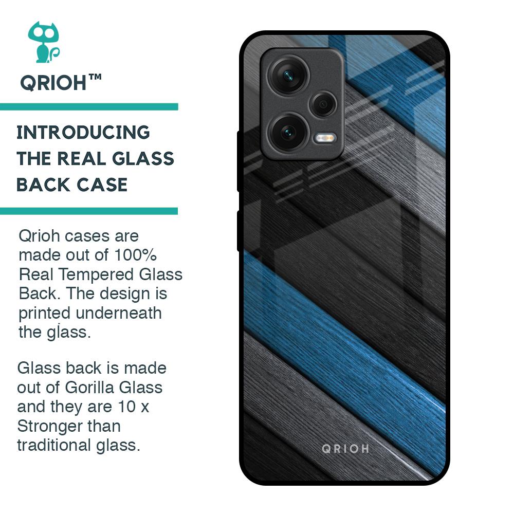 Multicolor Wooden Effect Glass Case for Redmi Note 12 5G