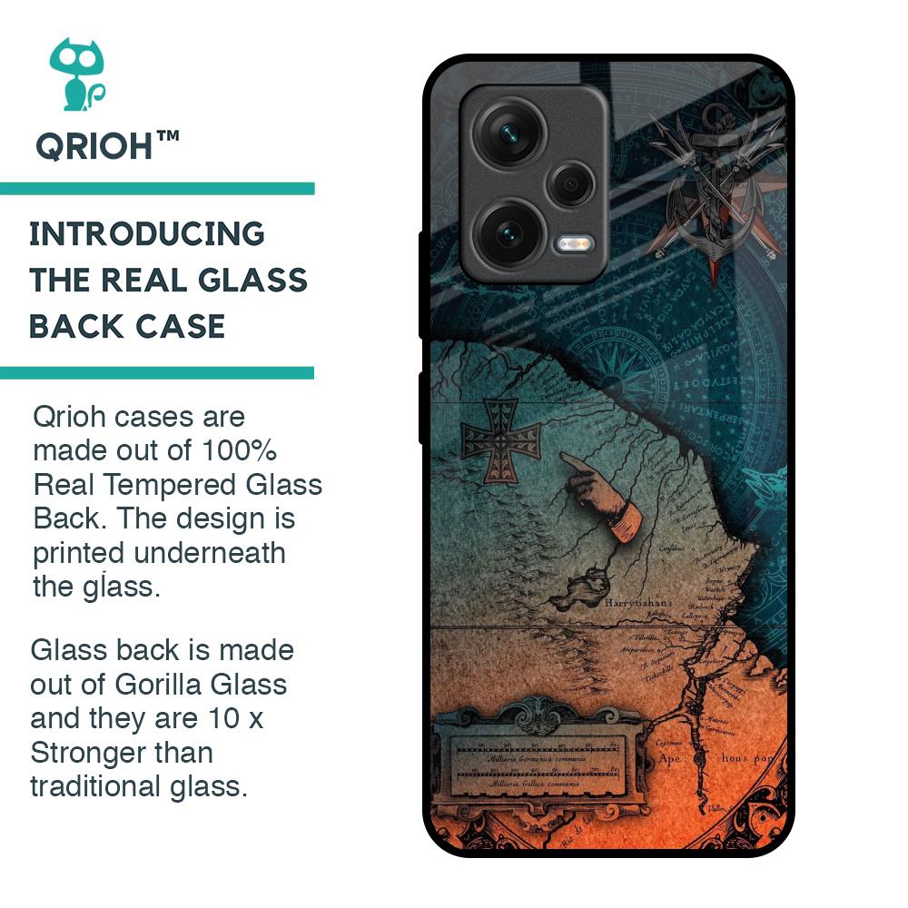 Geographical Map Glass Case for Redmi Note 12 5G