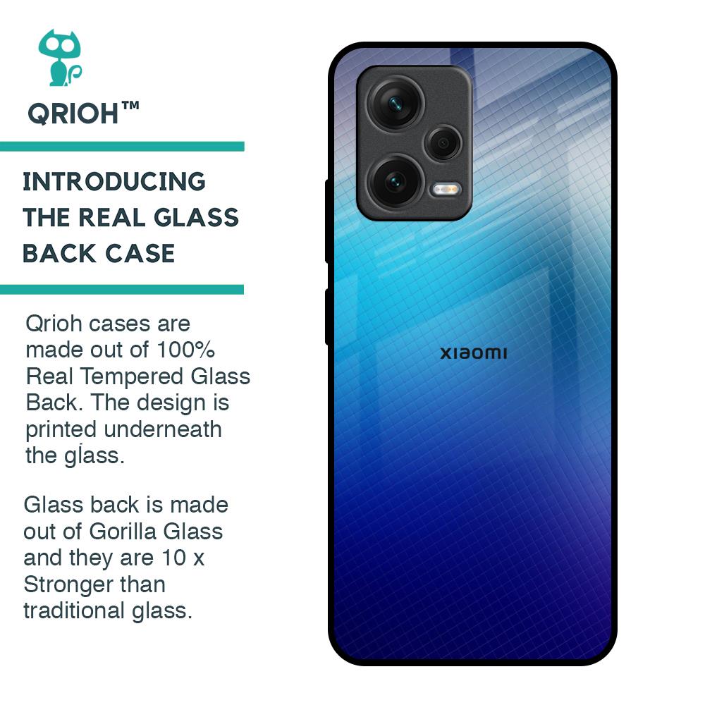 Blue Rhombus Pattern Glass Case for Redmi Note 12 5G