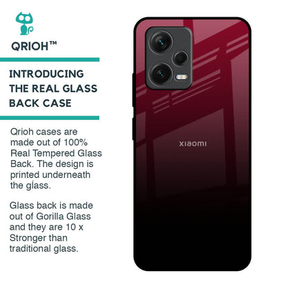 Wine Red Glass Case For Redmi Note 12 5G