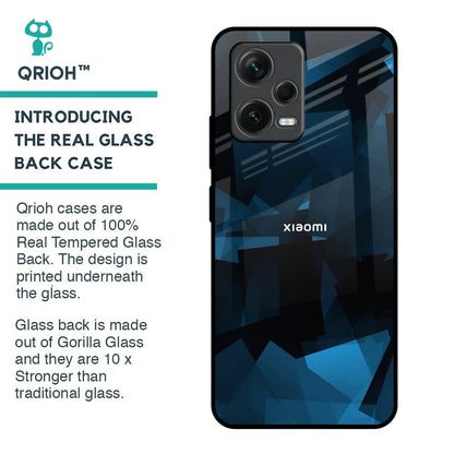 Polygonal Blue Box Glass Case For Redmi Note 12 5G