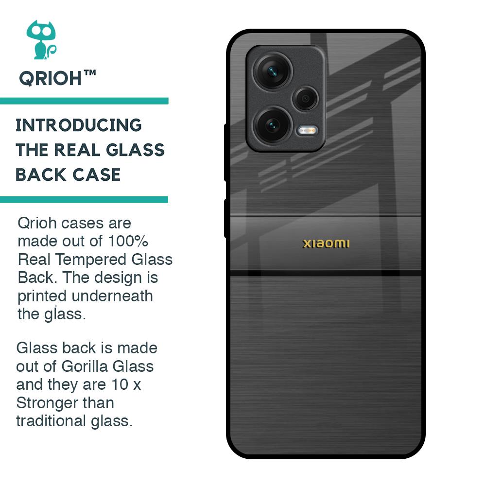 Grey Metallic Glass Case For Redmi Note 12 5G