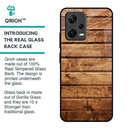 Wooden Planks Glass Case for Redmi Note 12 5G