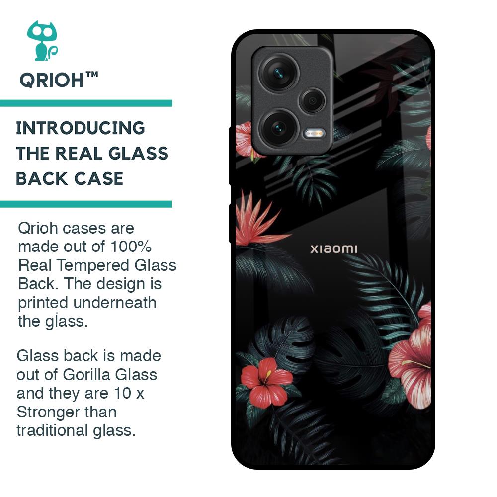 Tropical Art Flower Glass Case for Redmi Note 12 5G