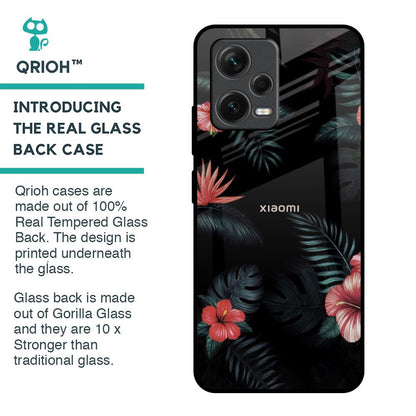 Tropical Art Flower Glass Case for Redmi Note 12 5G