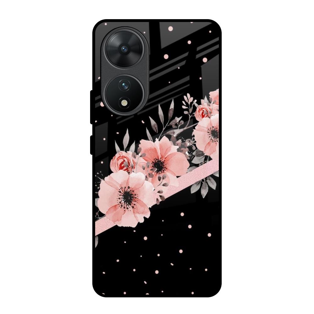 Floral Black Band Vivo T2 5G Glass Back Cover Online